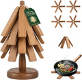 Large Wooden Trivets for Hot Dishes and Pots Stackable Trivet Tree Set of 4