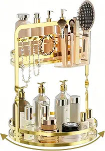 360 Rotating Makeup Organizer for Vanity, Gold Bathroom Organizer