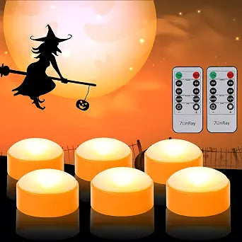 6 Pack Pumpkin Lights with Remote, Orange Jack-O-Lantern Led Pumpkin Lights