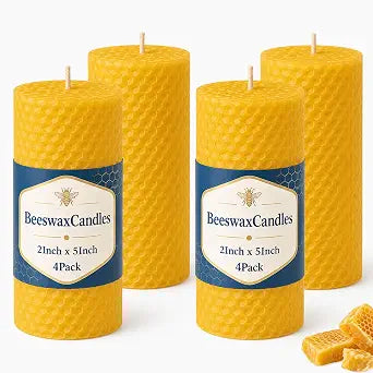 4 Pack Beeswax Pillar Candles,2x5 Inch Bees Wax Candles