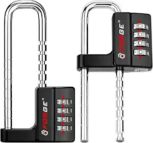FORGE 2 Pack Combination Lock with Adjustable Shackle (1.57"-3.85") Black