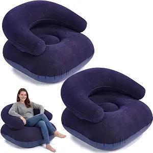 2 Pcs Inflatable Bean Bag Chairs Blow up Chair for Adults, Navy Blue