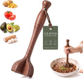 Teak Wood Meat Masher for Ground Beef, Upgraded One-Piece 5-Blade Wooden Meat Chopper & Hamburger Tool, Potato Masher & Chicken Shredder, Heat Resistant, Safe for Nonstick Cookware, Heavy Duty Utensil