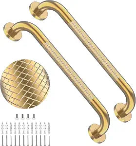 2 Pack 20 Inch Brushed Gold Knurled Anti-Slip Shower Grab Bar