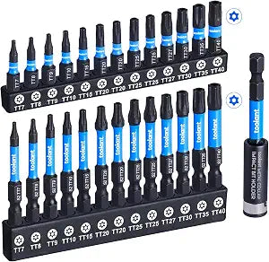 toolant 27PCS Impact Torx Bit Set TT7-TT40 S2 Steel Security Torx