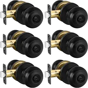 Haidms 6 Pack Matte Black Door Knobs Interior Privacy, Black Interior Door Knobs for Bedroom or Bathroom Classic Round Doorknobs Hardware