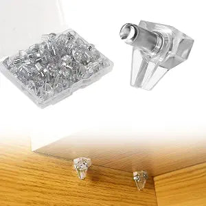 30 PCS Cabinet Shelf Pegs, 5MM Clear Shelf Pins Holers Supporting Brackets