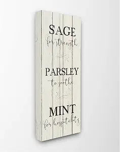 Sage Herb Kitchen Dining Room, 13 x 30 Inch Canvas Wall Art