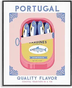 Portugal Sardine Can Kitchen, 11 x 14 Inch Framed Gicle Print