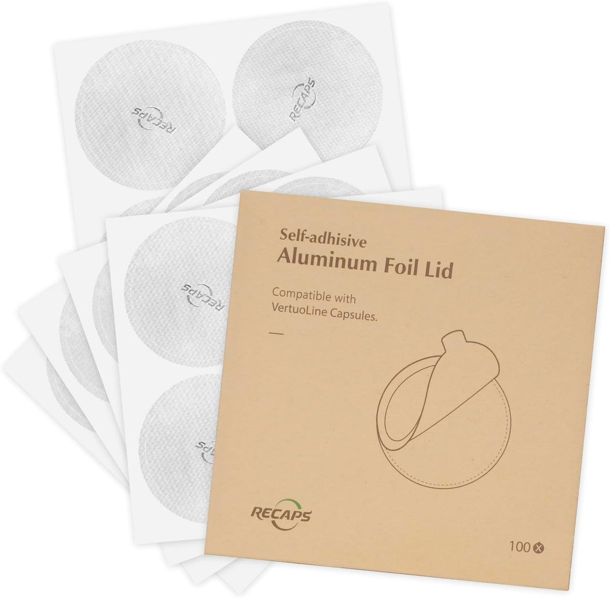 RECAPS Aluminum Foil Lids Compatible with Nespresso Vertuo Pods 200 PCS