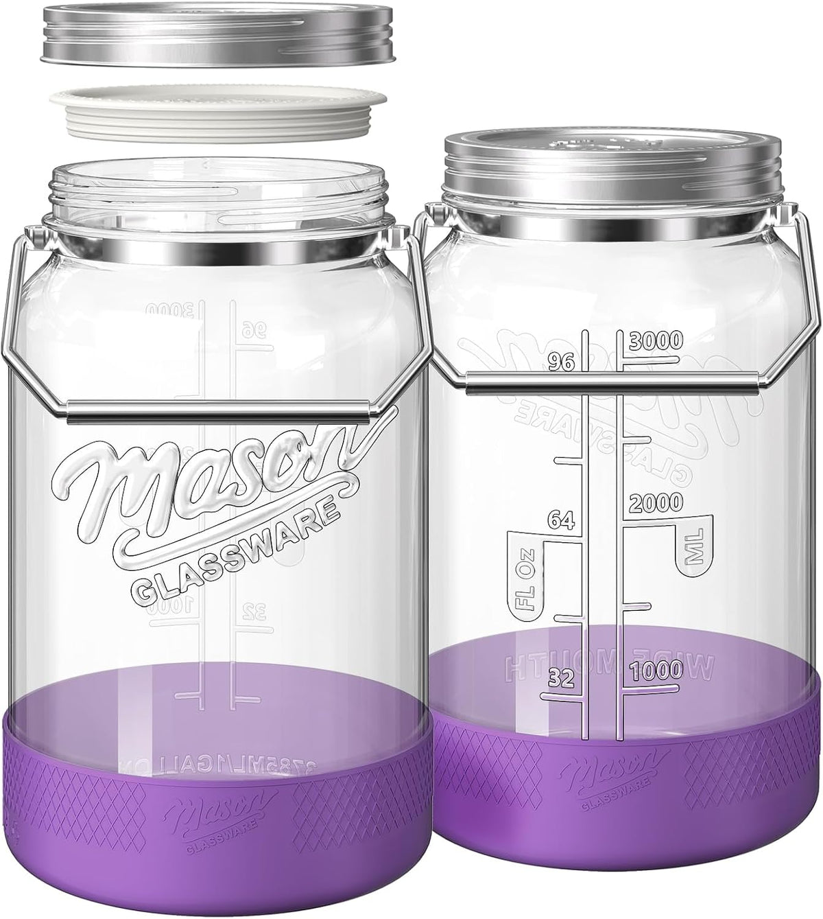 Qianfenie 1 Gallon Glass Jars with Airtight Lids, Wide Mouth Mason Jar