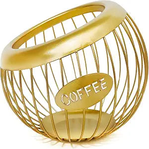 AIYICIII Coffee Pod Holder for Counter - Large Capacity Keurig K-Cup Organizer, Nespresso Vertuo Coffee Station Organizer, Metal Coffee Pods Storage, Coffee Bar Accessories and Decor (Gold)