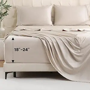 Bedlifes King Sheet Set, Extra Deep Pocket 18-24 Inches,1000Thread Count 100% Egyptian Cotton, Soft and Breathable Sateen 4-Piece,Linen