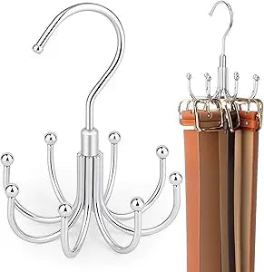 ZEDODIER Belt Hanger for Closet, Rotating Belt Organizer, Holds 24 Belts
