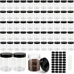 OBKJJ 58 Pack 8oz Clear Plastic Jars BPA Free Leak Proof Cosmetic Lids