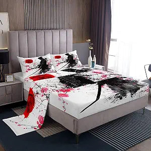 Feelyou Japanese Samurai Sheet Set Queen Size Boys Girls Teens