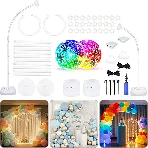 AerWo Lighted Balloon Arch Kit, Half Curved Balloon Arch Stand with Base