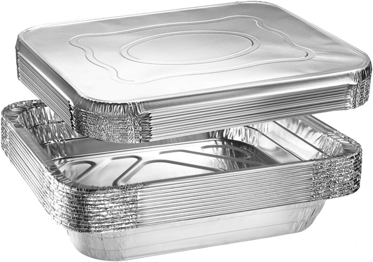 9x13 Aluminum Pans with Lids 10 Pack, Disposable Foil Baking Pans