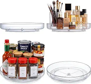 4 Pack 9 Inch Clear Acrylic Lazy Susan 360 Turntable Organizer Spice Rack