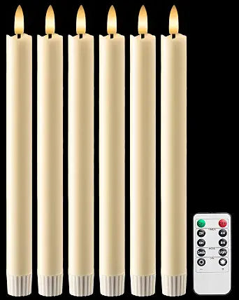 Flameless Taper Candles Real Wax with Remote, 9.6" LED Candlesticks