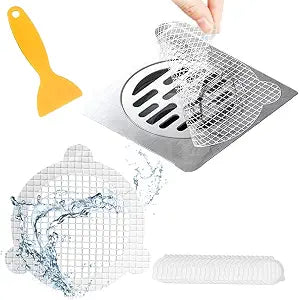 25 PCS Disposable Shower Drain Hair Catcher Stickers, 3.54 Inch Round Drain Mesh Covers for Bathroom, Sink & Bathtub, Waterproof Human & Pet Hair Filter, Helps Block Insects & Drain Bugs