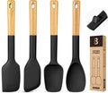 Badiano Silicone Spatula Spoon Set for Nonstick Cookwares, 4 Pack, BLACK