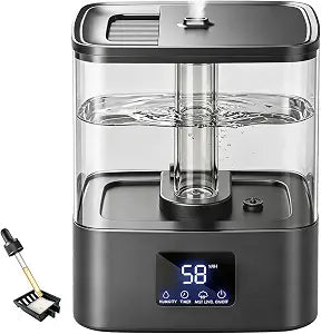 KZF Humidifiers for Bedroom, 4L Cool Mist Humidifier for Large Room, Black
