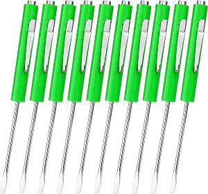 Honoson 10 Pcs Pocket Screwdriver Magnetic Slotted Flathead, Green