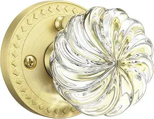 Gold Crystal Door Knobs Interior, Round Glass Door Knobs, 1Pack