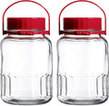 1 Gallon Glass Jar With Lid Wide Mouth Airtight Plastic Pour Spout Lids Bulk-Dry Food Storage Pickling Mason Jar Canister Raw Milk Bottle Jug Fermenting Sun Tea Kombucha Kefir Water Storing Canning