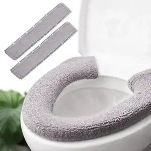 2pcs Toilet-seat Cover Warmer Cushion  Toilet seat Cover Pads Plush Warm Thick Bathroom Toilet Seat Warmer 2pcs smoky gray