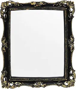 Funerom Vintage 11 x 9.5 inch Decorative Mirror, Wall Mounted & Tabletop Makeup Mirror Square (Black)