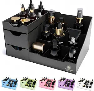 Uncluttered Designs Mens Cologne Organizer for Dresser, Black Countertop