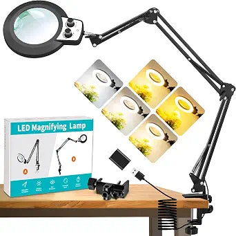 Magnifying Glass with Light, Overhead Knob Magnifier Lamp 12X