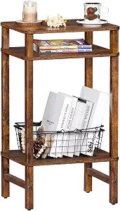 YUFAM Industrial End Tables for Living Room, Brown