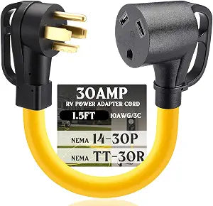Kanayu NEMA 14-30P to TT-30R 30Amp RV Power Adapter Cord