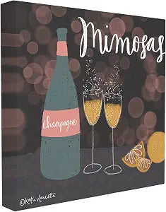 Champagne Mimosas Illustration, 24 x 24 Inch Canvas Wall Art