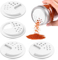 4 Pack Shaker Lids Compatible with Mason Jar, Adjustable Spice Shaker Lids for Regular Mouth Mason Jars, Plastic Seasoning Shaker & Pour Tops with Sprinkle Holes for Herbs, Salt, Pepper & Spices