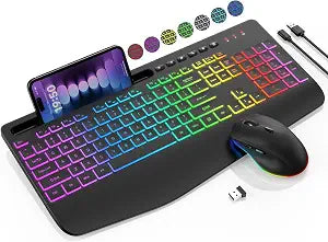 Wireless Keyboard and Mouse Combo - 9 Backlit Effects, RGB, 2.4G Lag-Free