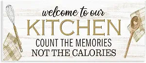 Kitchen Plaid Quote, 7 x 17 Inch Mounted Print on Wall Plaque