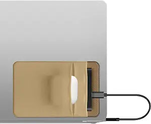 kwmobile Elastic Sleeve Compatible with SanDisk Portable SSD, Samsung T7, Crucial X8, HDD Case - Stretchy Elastane Adhesive External SSD Holder - 10x7cm & 8x7cm Pockets - Beige