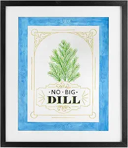 No Big Dill Pun Botanical Humor, 13 x 16 Inch Framed Print Under Glass