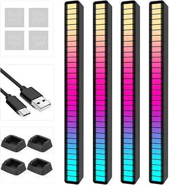 Soulpunk RGB Rechargeable Sound Control Light, Voice-Activated Pickup Music Rhythm Lights, Ambient Light, for Car, Gaming Room Decorations4Pack