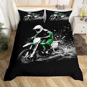 Feelyou Dirt Bike Bedding Set Queen Size Racing Themed Duvet Cover