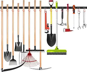 WALMANN All Metal 64 inch Wall Mount Garden Tool Organizer for Garage