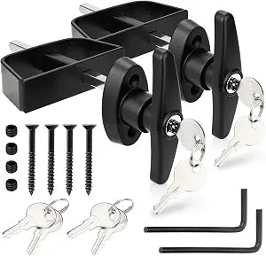 Shed Door Lock Latch, 2 Pack 5-1/2 Inch Stem Shed Door T Handle Lock with 8 Keys Hardware Set for Storage Barn Camper RV Garage, Fits on 4-1/2" Max Thickness