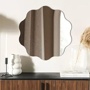 12 inch Decorative Scalloped Circle Mirror for Wall Decor