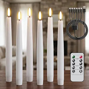 GenSwin Rechargeable Flameless LED Taper Candles Battery Operated 2 Remote