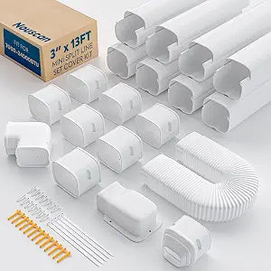 3" 13Ft Mini Split Line Set Cover, Decorative Line Hide Kit, White