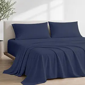 4 Piece RV Sheet Set, 42 X 80 Microfiber Sheets 12" - Navy Blue